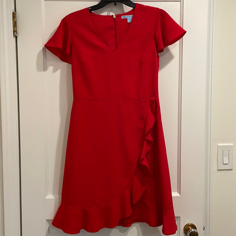 Draper James red ruffle wrap dress
